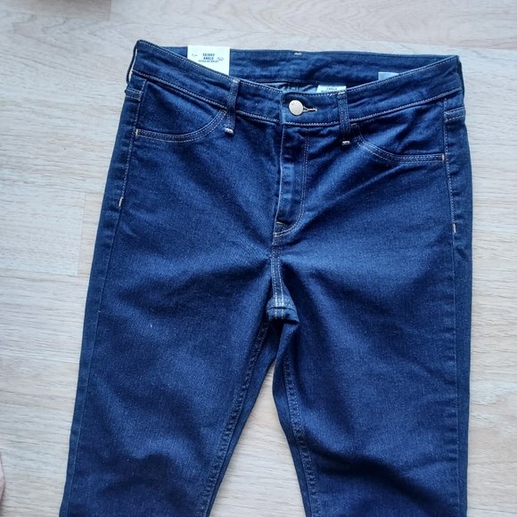 H & M Skinny Ankle  Jeans Regular Waist Dark Wash Blue Stretch Women 29 - Picture 4 of 8
